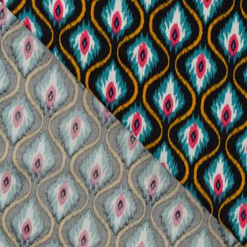 Preview: Viskosestoff mit Baumwolle Pink Peacock